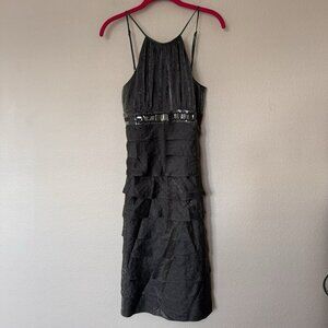 Adrianna Papell size 10 womens dress metallic gray holiday dress